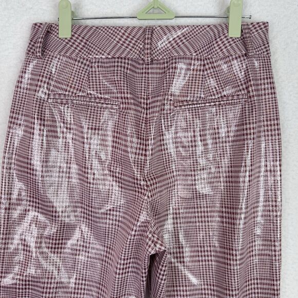 Fung Lan Flare Pants Trouser Gingham Sz 6 Pink 70's Inspired Retro Polyurethane - Picture 10 of 15